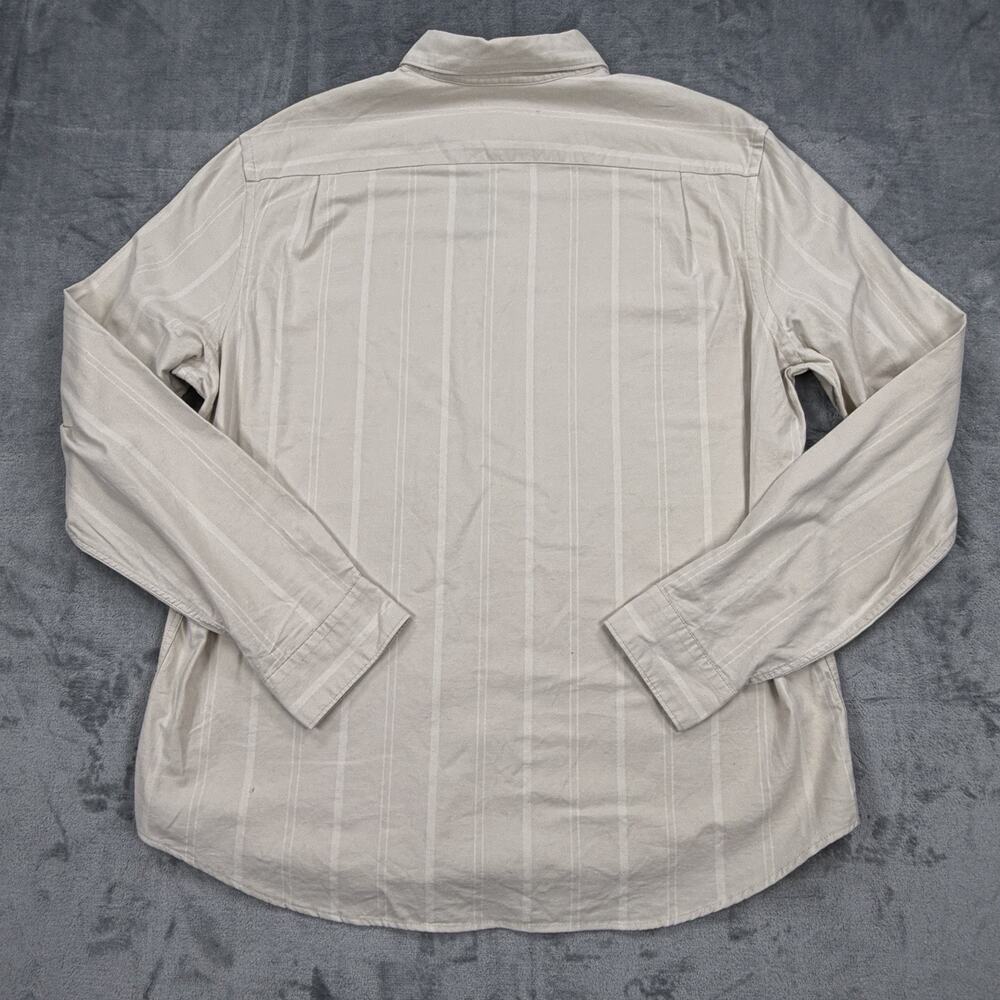 Express Mens Large Button Down Shirt Cream Stripe Long Sleeve NWT $68 Retail